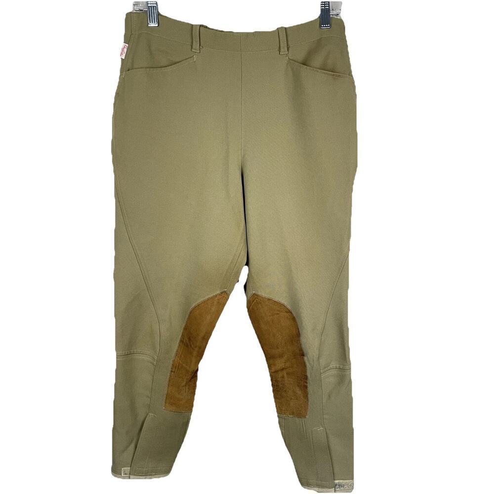 Tailored Sportsman Trophy Hunter Breeches Size 30 Khaki Side Zip Knee Patch